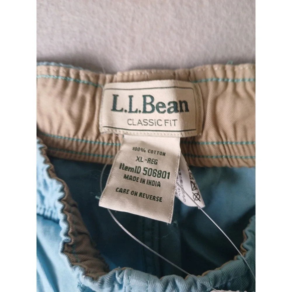 L.L.Bean Dock Short Mens XL  Cotton Twill Elastic Waist Sea Blue New With Tags!!